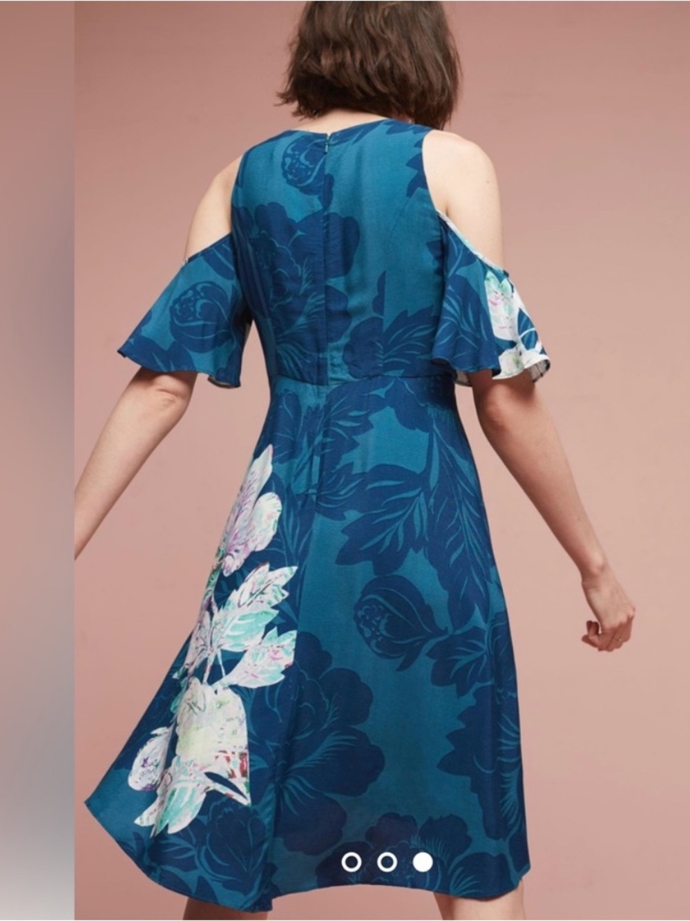 Maeve by Anthropologie Floral Elia Dress in Turquoise Size 2 - Picture 2 of 12